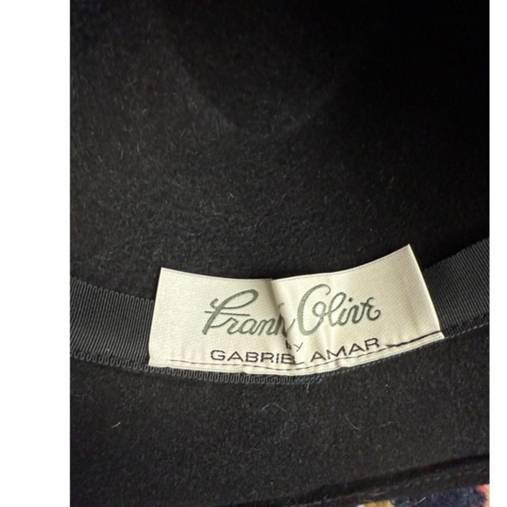 Frank Olive by Gabriel Amar Black felt Wool Hat Women's Dress Hat vintage - Picture 8 of 8